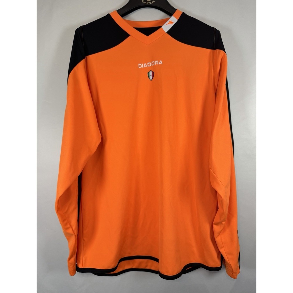 Diadora Jersey Men's Medium Neon Orange Soccer Goalkeeper Pullover Padded
